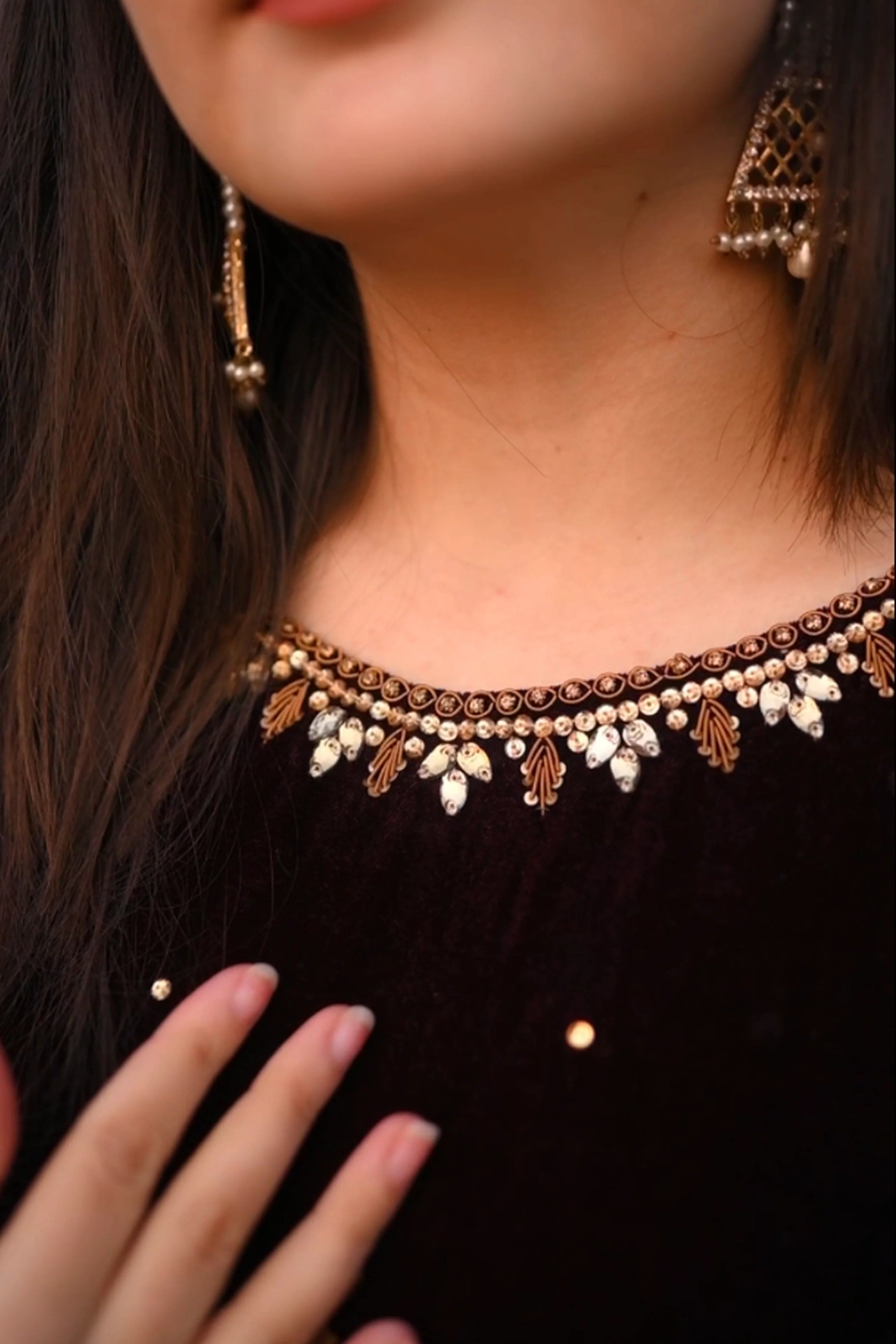 Long Velvet Maxi with Kora Dabka Handwork